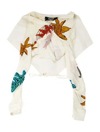 Pre-owned Jacquemus Graphic Print V-neck Crop Top In Neutral