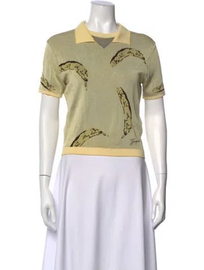 Pre-owned Jacquemus Graphic Print V-neck Polo In Green
