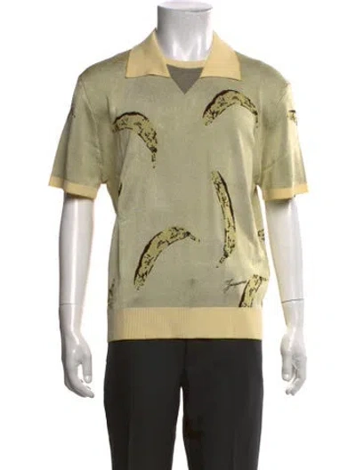 Pre-owned Jacquemus Graphic Print V-neck Polo Shirt In Yellow