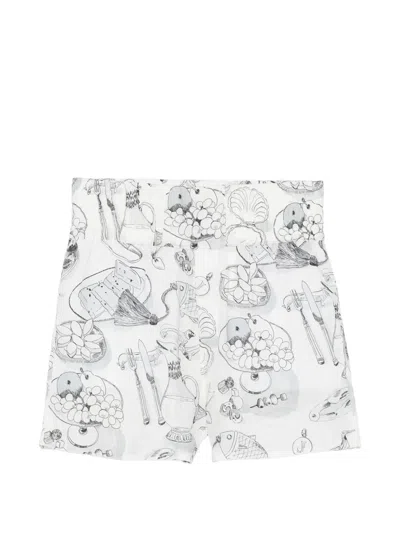 Jacquemus Graphic-print High-waisted Shorts In White
