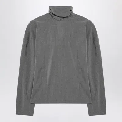 Jacquemus Chale Wool Blouse With Scarf In Gray