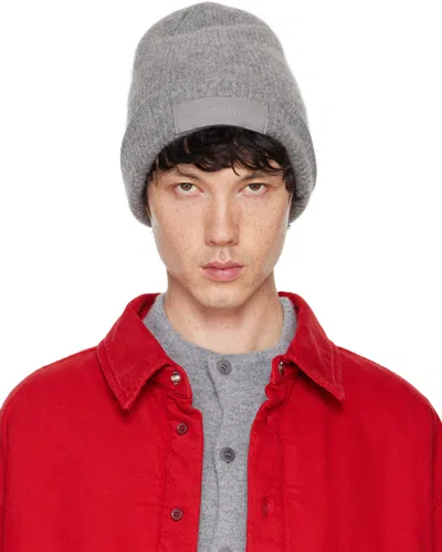Jacquemus Gray La Casa 'le Bonnet Gros Grain' Beanie In 970 Dark Grey
