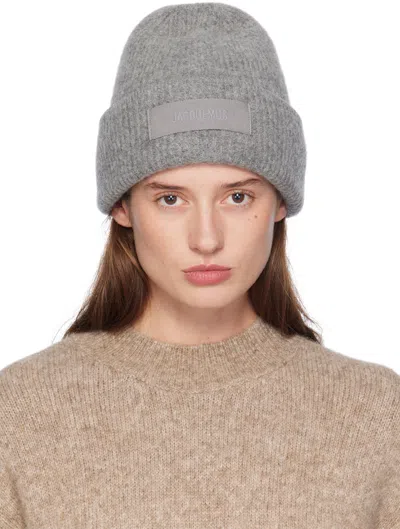 Jacquemus Gray La Casa 'le Bonnet Gros Grain' Beanie In 970 Dark Grey