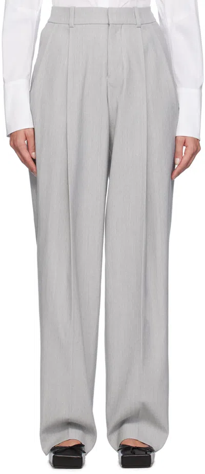 Jacquemus Womens Light Grey Le Pantalon Curzio Pleated Wide-leg High-rise Stretch-woven Blend Trousers