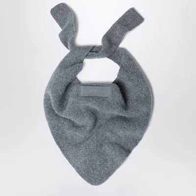 JACQUEMUS JACQUEMUS  GRAY SCARF WITH GROSGRAIN LOGO