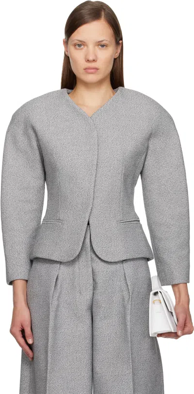 JACQUEMUS GRAY 'THE MINI OVALO' BLAZER