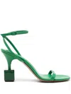 Jacquemus Sculpted Heel Leather Sandals In Green