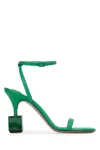 Jacquemus Sculpted Heel Leather Sandals In Green