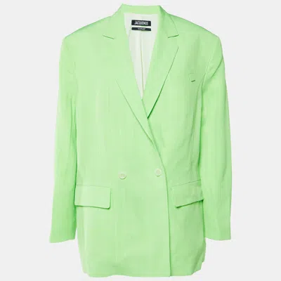 Pre-owned Jacquemus Green Crepe Silk Le Splash La Veste Marino Oversized Blazer L
