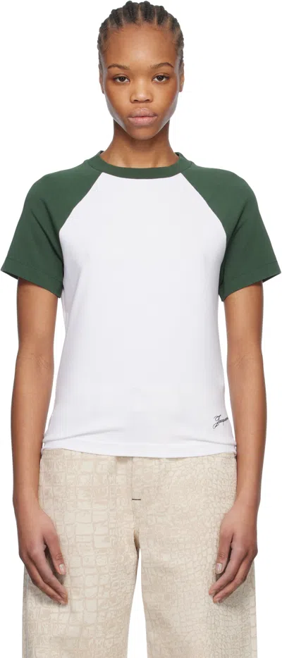 JACQUEMUS WHITE & GREEN LA CROISIÈRE 'THE BASEBALL MINI' T-SHIRT