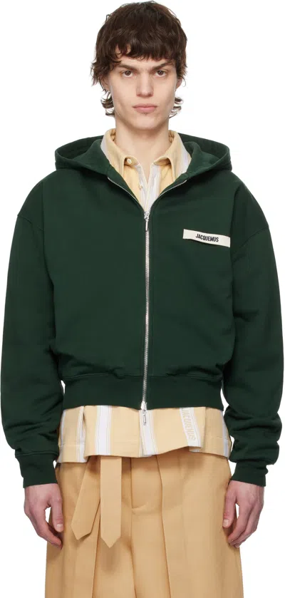 JACQUEMUS GREEN LA CROISIÈRE 'THE GROS GRAIN ZIPPED' HOODIE