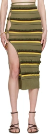 Jacquemus La Jupe Maille Concha Asymmetric Stripe Skirt In 590 Dark Green
