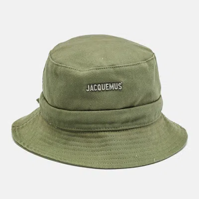 Pre-owned Jacquemus Green Le Bob Gadjo Canvas Bucket Hat Size 58