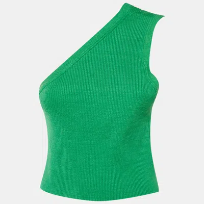 Pre-owned Jacquemus Green Linen Knit La Maille Ascu One Shoulder Top Xl