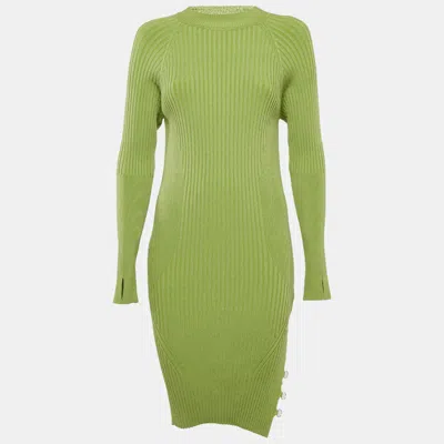 Pre-owned Jacquemus Green Rib Knit La Robe Pigolo Mini Dress L
