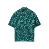 Jacquemus Leaf Print Short Sleeve Shirt With Pocket In Green