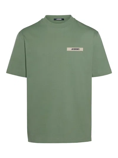 Jacquemus Grosgrain Brand Tab T-shirt In Green