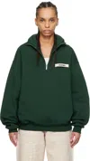 Jacquemus The Gros Grain Cotton Fleece Zip Sweatshirt In 591 Dark Green 2