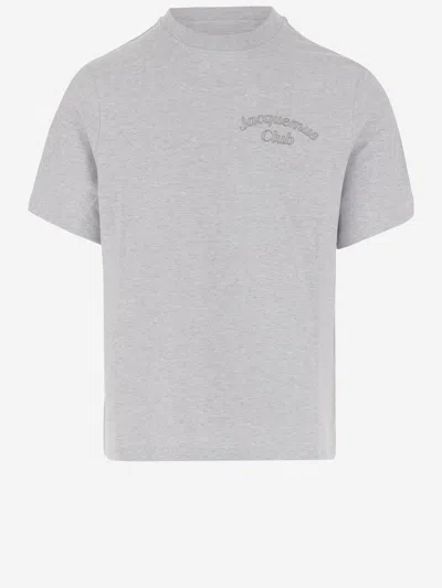 Jacquemus Grey Crewneck Logo T-shirt In Gray