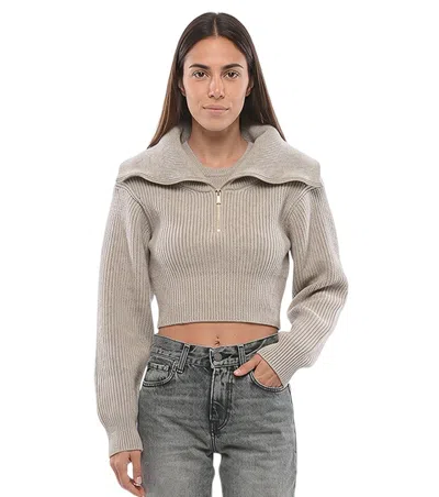 Jacquemus Grey Knitted Turtle Neck Sweater In Gray