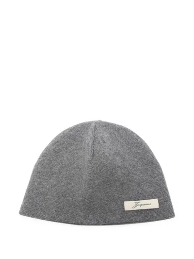 Jacquemus Grey Le Bonnet Textured Beanie Cap In Gray