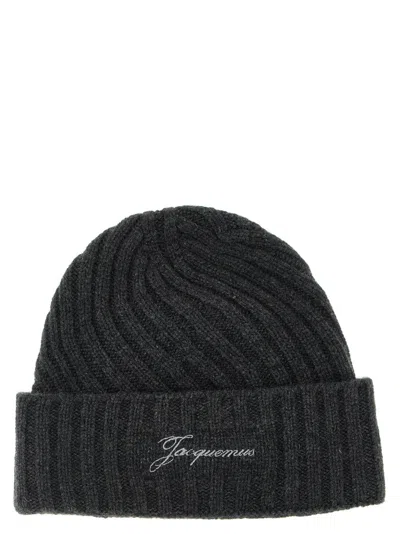 Jacquemus Grey Le Bonnet Tourni Beanie Cap In Gray