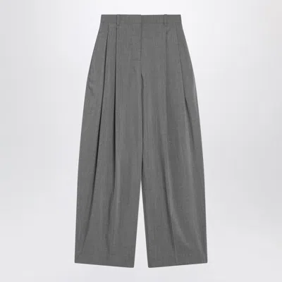 Jacquemus Grey Pleated Wool Trousers Women In Gray