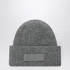 Jacquemus Grey Ribbed Wool-blend Beanie Men In Gray