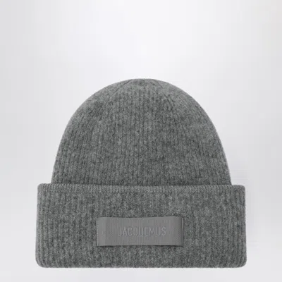 JACQUEMUS GREY RIBBED WOOL-BLEND BEANIE