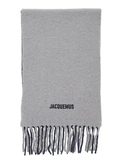 JACQUEMUS GREY SOLID SCARF