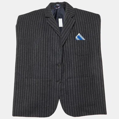 Pre-owned Jacquemus Grey Striped Cotton & Wool La Veste Structured Blazer M