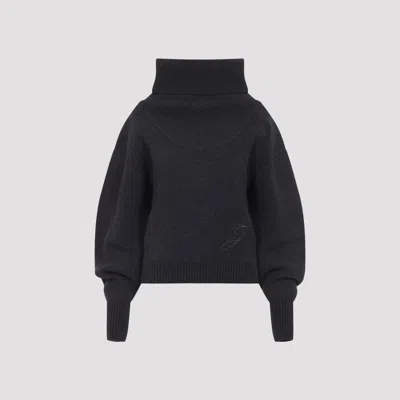 Jacquemus Grey Wool-cashmere Sweater In Black