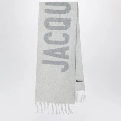 Jacquemus Grey Wool Scarf With Logo In Gray