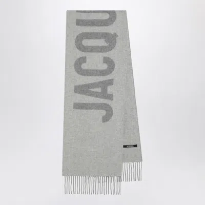 JACQUEMUS JACQUEMUS  GREY WOOL SCARF WITH LOGO
