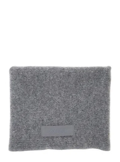 Jacquemus Gros Grain Alpaca & Merino Wool Scarf In Grey