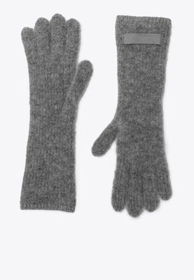Jacquemus Gros Grain Alpaca Gloves In Gray