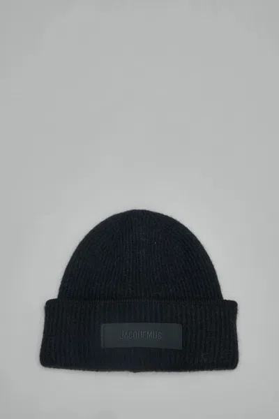 Jacquemus Gros Grain Beanie In Black