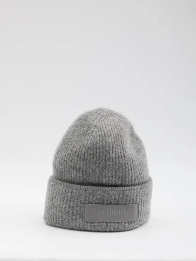 Jacquemus Gros Grain Beanie In Gray