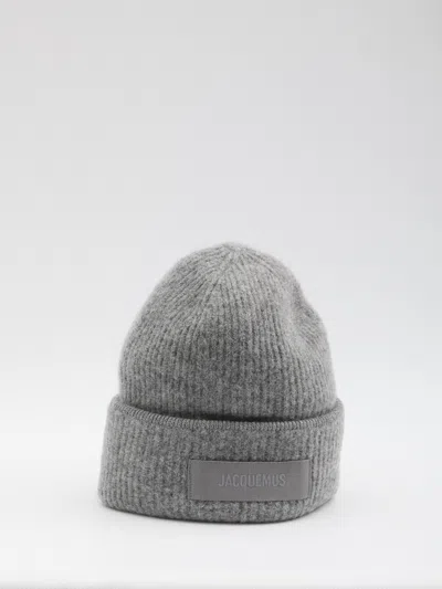 Jacquemus Gros Grain Beanie In Gray