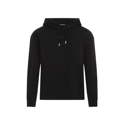 JACQUEMUS JACQUEMUS GROS GRAIN BLACK HOODIE WITH DRAWSTRING
