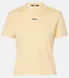 Jacquemus Stretch-cotton Grosgrain Logo T-shirt In Beige