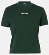 Jacquemus Gros Grain T-shirt With Distinctive Logo Detail In Green