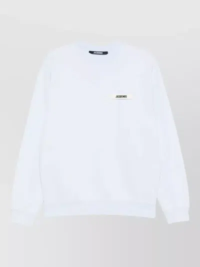 Jacquemus Gros Grain Cotton Crew Neck Sweatshirt In White