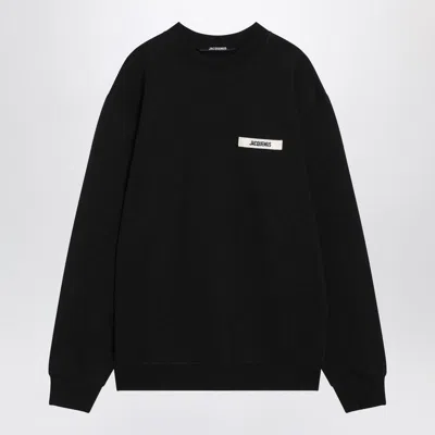 Jacquemus Gros Grain Cotton Crew-neck Sweatshirt In Black