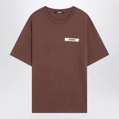 Jacquemus Gros Grain Cotton Crew-neck T-shirt In Brown