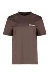 Jacquemus Ribbed Collar Crew-neck T-shirt In Cotton In Brown
