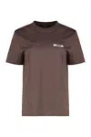 Jacquemus Ribbed Collar Crew-neck T-shirt In Cotton In Brown