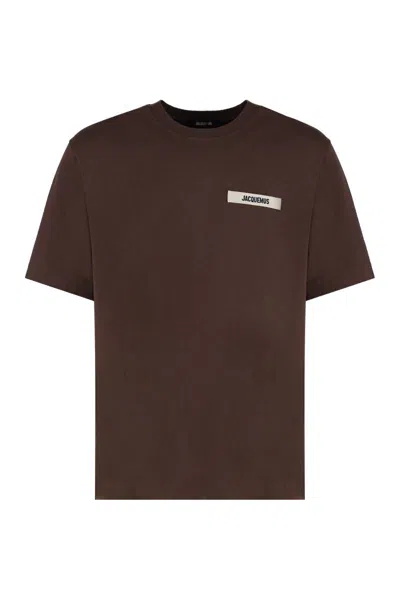 Jacquemus Gros Grain Cotton Crew-neck T-shirt In Brown