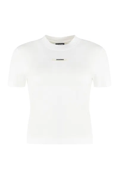 Jacquemus Gros Grain Cotton Crew-neck T-shirt In White