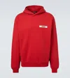 Jacquemus Men Le Hoodie Grosgrain Hooded Sweatshirt In Red
